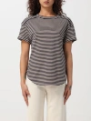 Brunello Cucinelli Striped Cotton T-shirt In Beige