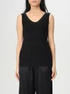 Brunello Cucinelli Black Cotton Tank Top With Monile Insert In Black