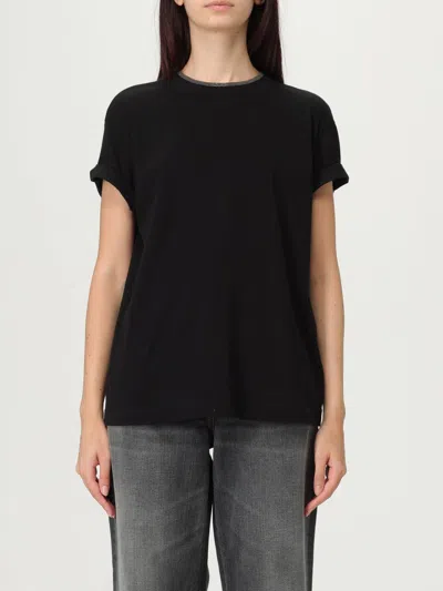 BRUNELLO CUCINELLI T-SHIRT BRUNELLO CUCINELLI WOMAN COLOR BLACK,H20123002
