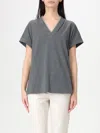 Brunello Cucinelli Dark Grey V-neck T-shirt In Grey