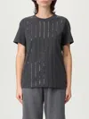 Brunello Cucinelli Dazzling Chalk Stripe Embroidery T-shirt In Gray