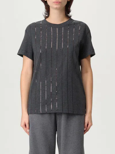BRUNELLO CUCINELLI T-SHIRT BRUNELLO CUCINELLI WOMAN COLOR GREY,H18658020
