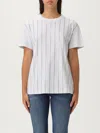 Brunello Cucinelli Women Striped T-shirt With Mini Sequins In White