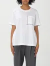 Brunello Cucinelli White Cotton T-shirt With Shiny Pocket Women In White
