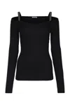 Brunello Cucinelli Ribbed Texture Off-the-shoulder Long Sleeves Top In C101