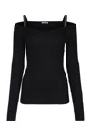 Brunello Cucinelli Ribbed Texture Off-the-shoulder Long Sleeves Top In C101