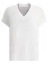 Brunello Cucinelli Monili Embellished V-neck T-shirt In C159