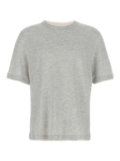 Brunello Cucinelli T-shirt Faux-layering In Gray