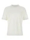 Brunello Cucinelli Double Layer Cotton T-shirt With Crewneck Design In White