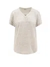 Brunello Cucinelli Bead-embellished Linen And Silk-blend Jersey T-shirt In Grey