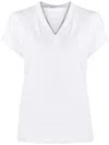 Brunello Cucinelli Monili V-neck Short-sleeve Cotton Jersey T-shirt In White