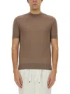 Brunello Cucinelli Ribbed Neckline Stretch Fit Lightweight T-shirt In Brown