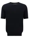 Brunello Cucinelli T-shirt In Maglia Fine Con Trama Fiammata T-shirts Blue