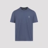 Brunello Cucinelli Men Cotton T-shirt With Contrasting Logo Print In Blue