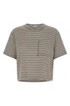 Brunello Cucinelli Striped Jersey Shiny Pocket Detail Crop T-shirt