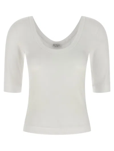 Brunello Cucinelli T-shirt Monile In White