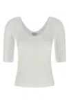 Brunello Cucinelli White U-neck T-shirt With Back Monil Detail In Cotton Woman In White