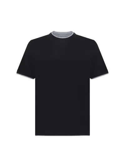 Brunello Cucinelli T-shirt In Nero+grigio Medio