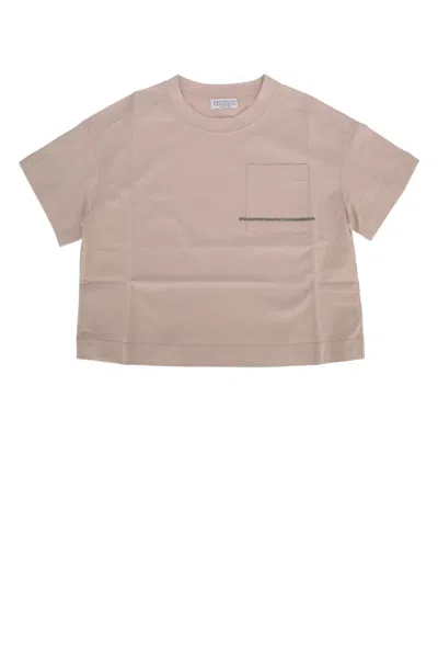 Brunello Cucinelli Kids' T-shirt In Pinksalt