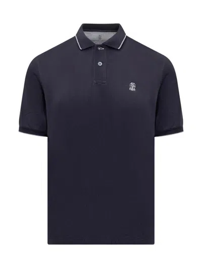 Brunello Cucinelli T-shirt Polo In Blue