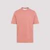 Brunello Cucinelli Light Red Cotton T-shirt With Embroidered Logo In Pompelmo