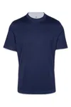 Brunello Cucinelli Contrast-trim Crew-neck T-shirt In Purple