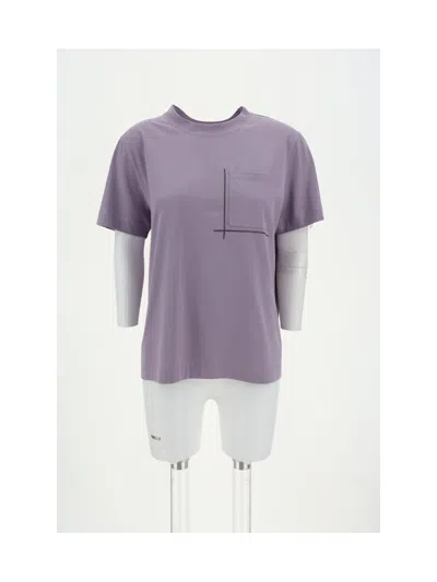 Brunello Cucinelli Women T-shirt With Embellishments In Purple Ash
