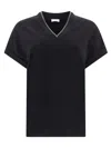 Brunello Cucinelli Scollo Prezioso T-shirts Black In Black