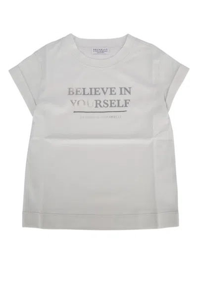 Brunello Cucinelli Kids' T-shirt In Warmwhite