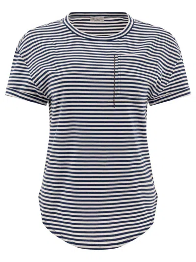 Brunello Cucinelli T-shirt In White Blue