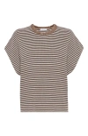 Brunello Cucinelli T-shirt With Dazzling Collar Insert In Brown