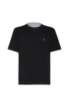 Brunello Cucinelli Logo Crew Neck Cotton T-shirt With Contrast Trim