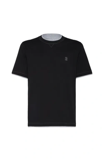 BRUNELLO CUCINELLI BRUNELLO CUCINELLI T-SHIRT WITH FAUX-LAYERING
