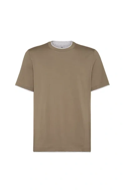 BRUNELLO CUCINELLI BRUNELLO CUCINELLI T-SHIRT WITH FAUX-LAYERING
