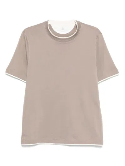 BRUNELLO CUCINELLI T-SHIRT WITH FAUX-LAYERING