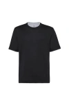 Brunello Cucinelli Jersey T-shirt With Contrasting Profiles In Black