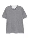 Brunello Cucinelli T-shirt With Faux-layering In Blue