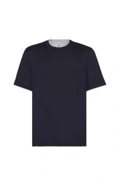 BRUNELLO CUCINELLI BRUNELLO CUCINELLI T-SHIRT WITH FAUX-LAYERING