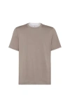 Brunello Cucinelli T-shirt With Faux-layering In Brown