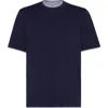 Brunello Cucinelli Men Silk And Cotton Jersey Crew-neck T-shirt With Faux-layering In Cobalt