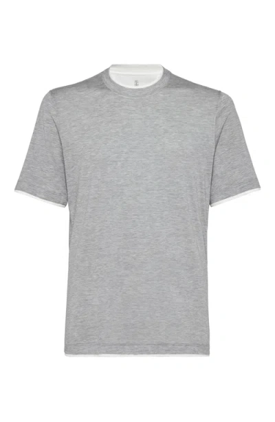 BRUNELLO CUCINELLI BRUNELLO CUCINELLI T-SHIRT WITH FAUX-LAYERING
