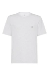 Brunello Cucinelli Logo-embroidered Cotton T-shirt In Light Grey