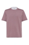 Brunello Cucinelli Contrast-trim Cotton T-shirt In Purple