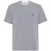 Brunello Cucinelli Logo-embroidered Contrast-trim T-shirt In Medium Grey