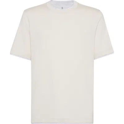 Brunello Cucinelli T-shirt With Faux-layering In White