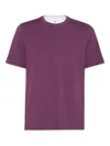 Brunello Cucinelli Men T-shirt With Faux-layering In Purple