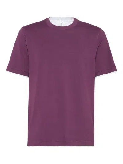 BRUNELLO CUCINELLI T-SHIRT WITH FAUX-LAYERING