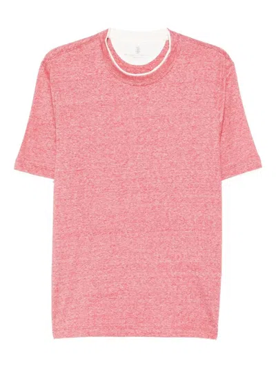Brunello Cucinelli Men T-shirt With Faux-layering In Multi