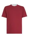 Brunello Cucinelli Coral Cotton Faux Layering T-shirt In Red