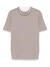 Brunello Cucinelli T-shirt With Layered Design In Brown